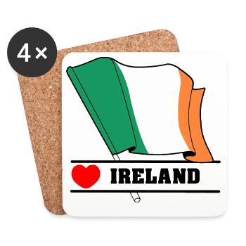 Ireland Flag with Heart - Coasters (set of 4) - white - Front