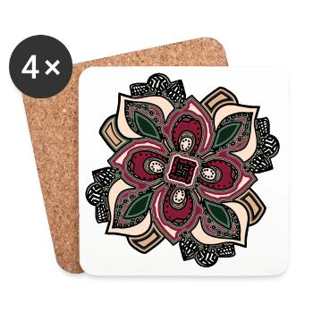 Boho Mandala Blossom Rose Vert - Dessous de verre (lot de 4) - blanc - Devant