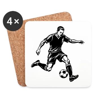 Fußballspieler - Untersetzer (4er-Set) - Weiß - Vorne