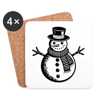 Bonhomme de neige - Dessous de verre (lot de 4) - blanc - Devant