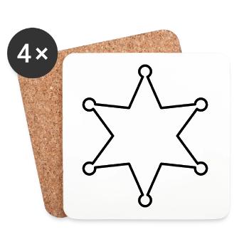 Étoile du shérif - Dessous de verre (lot de 4) - blanc - Devant