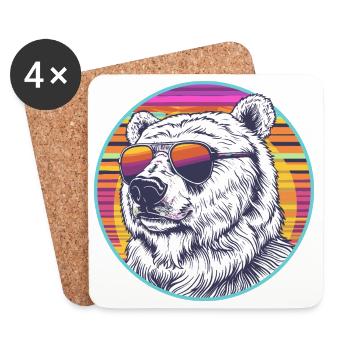 Lunettes de soleil rétro Polar Bear - Dessous de verre (lot de 4) - blanc - Devant
