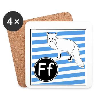 F pour Fox (apprendre à lire à l’école primaire) - Dessous de verre (lot de 4) - blanc - Devant