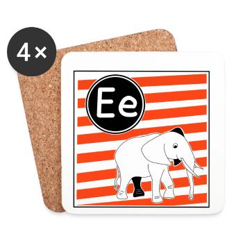 E wie Elefant Buchstaben zum Lesenlernen  - Untersetzer (4er-Set) - Weiß - Vorne