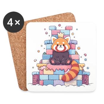Kawaii Panda in the Sugar Castle - Coasters (set of 4) - white - Front
