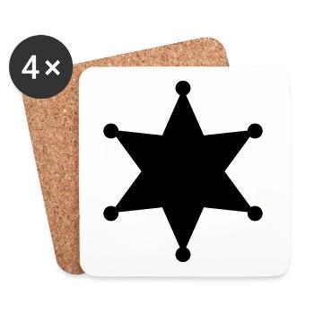 Étoile du shérif - Dessous de verre (lot de 4) - blanc - Devant