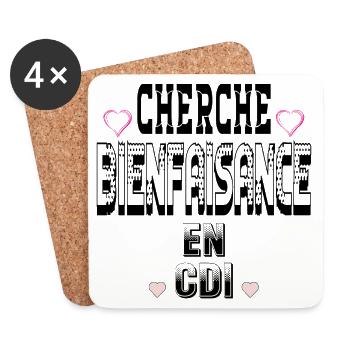 Cherche Bienfaisance en CDI - Dessous de verre (lot de 4) - blanc - Devant