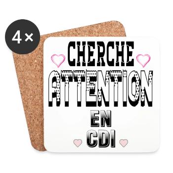 Cherche Attention en CDI - Dessous de verre (lot de 4) - blanc - Devant
