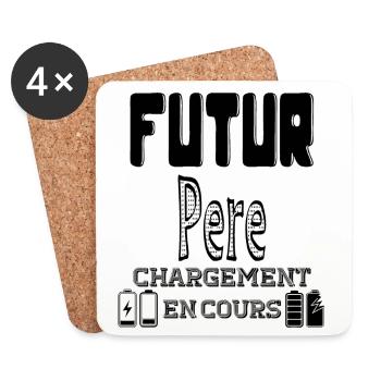 Futur Père Chargement En Cours - Dessous de verre (lot de 4) - blanc - Devant