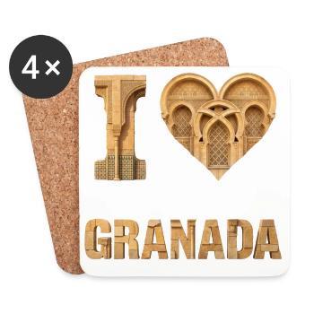 I Love Granada – Architektur Herz - Untersetzer (4er-Set) - Weiß - Vorne