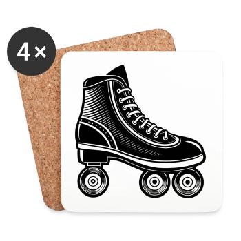Patins à roulettes - Dessous de verre (lot de 4) - blanc - Devant