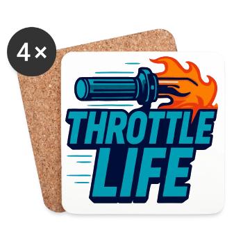 Throttle Life - Motorcycle - Biker - Coasters (set of 4) - white - Front