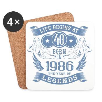 40e anniversaire La vie commence Vintage 1986 Angel - Dessous de verre (lot de 4) - blanc - Devant