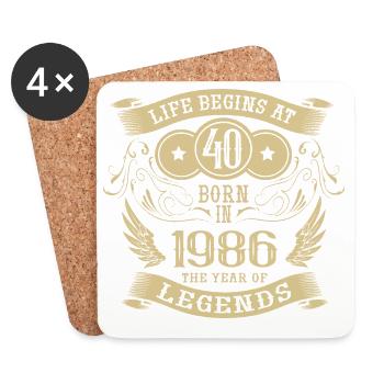 40e anniversaire La vie commence Vintage 1986 Angel - Dessous de verre (lot de 4) - blanc - Devant
