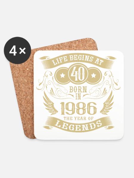 40. Geburtstag Leben beginnt Jahrgang 1986 Engel - Untersetzer (4er-Set) - Weiß