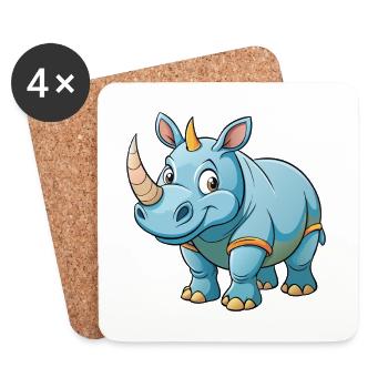 Rhinoceros - Dessous de verre (lot de 4) - blanc - Devant