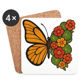 Butterfly Bloom Split - Coasters (set of 4) - white - Front