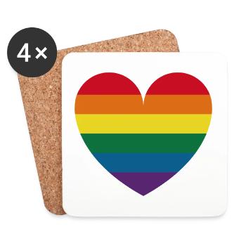 Cœur arc-en-ciel - Dessous de verre (lot de 4) - blanc - Devant