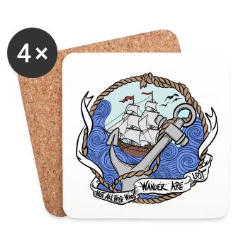 Captain's anchor on stormy seas - Coasters (set of 4) - white - Front