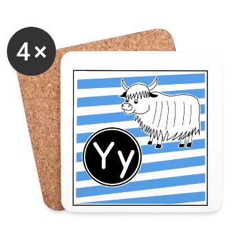 Y pour Yak - Dessous de verre (lot de 4) - blanc - Devant