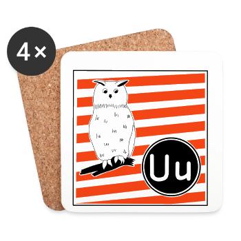 U wie Uhu - Untersetzer (4er-Set) - Weiß - Vorne