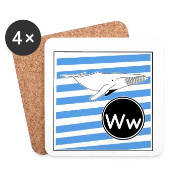 W pour Whale - Dessous de verre (lot de 4) - blanc - Devant