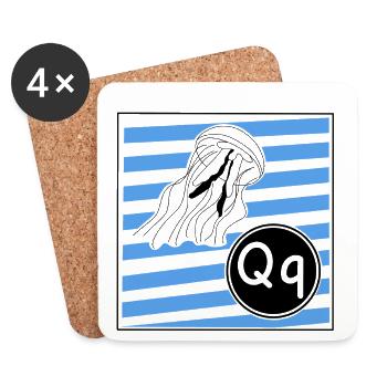 Q wie Qualle - Untersetzer (4er-Set) - Weiß - Vorne