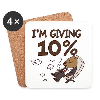 Ich geb 10% Cartoon Bär Büro -Motivation Anti - Untersetzer (4er-Set) - Weiß - Vorne