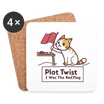Plot Twist: I am the Red Flag - Untersetzer (4er-Set) - Weiß - Vorne