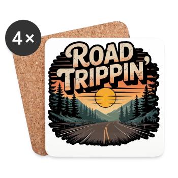Road Trippin Retro Vintage Sunset Adventure - Untersetzer (4er-Set) - Weiß - Vorne