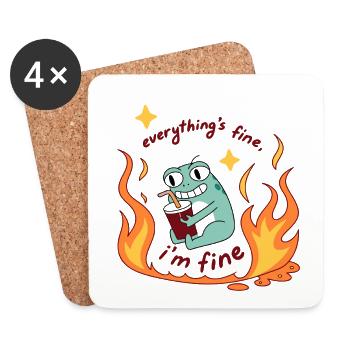 Alles Okay - I am Fine Mir gehts gut - Untersetzer (4er-Set) - Weiß - Vorne
