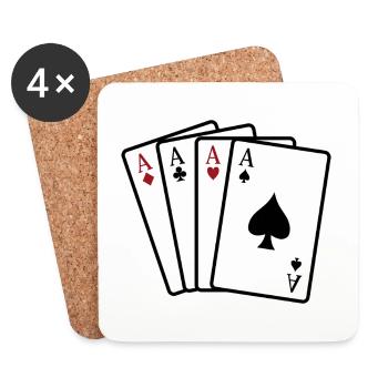 As à jouer aux cartes - Dessous de verre (lot de 4) - blanc - Devant