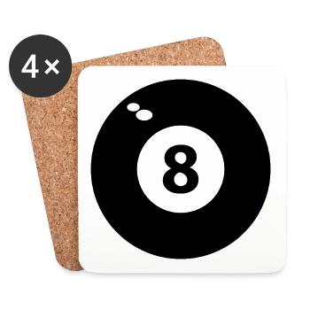 8 billiards noirs - Dessous de verre (lot de 4) - blanc - Devant