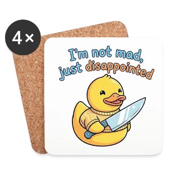 Disappointed duck with knife - Coasters (set of 4) - white - Front