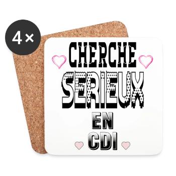 Cherche Sérieux en CDI - Dessous de verre (lot de 4) - blanc - Devant