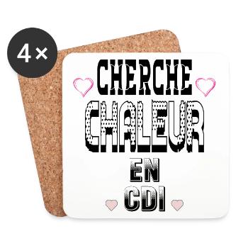 Cherche Chaleur en CDI - Dessous de verre (lot de 4) - blanc - Devant