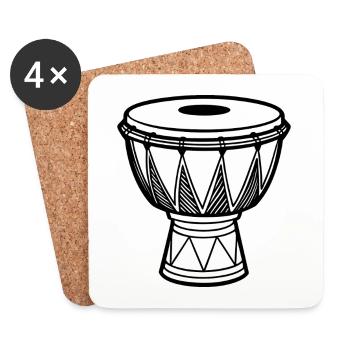 Tambour africain - Dessous de verre (lot de 4) - blanc - Devant