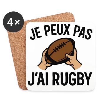 Je peux pas j'ai rugby - Dessous de verre (lot de 4) - blanc - Devant