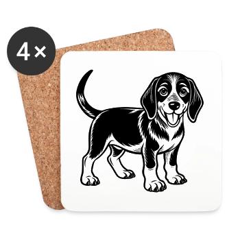 Amerikanisch-Englischer Coonhound - Untersetzer (4er-Set) - Weiß - Vorne
