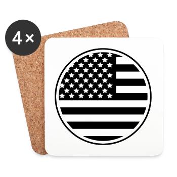 Round USA flag - Coasters (set of 4) - white - Front