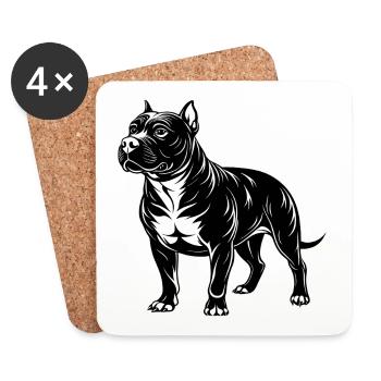 Pitbull américain - Dessous de verre (lot de 4) - blanc - Devant