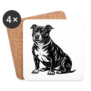 Amerikanischer Pitbull - Untersetzer (4er-Set) - Weiß - Vorne