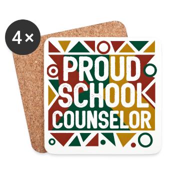 Conseiller scolaire fier Design Géométrique Abstrait - Dessous de verre (lot de 4) - blanc - Devant