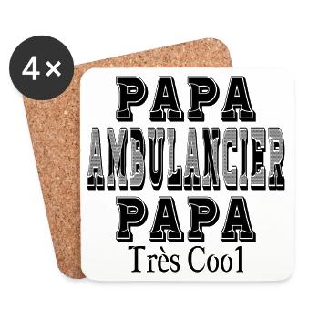 Papa Ambulancier Papa Très Cool - Dessous de verre (lot de 4) - blanc - Devant
