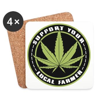 Support Your Local Farmer - Cannabis Hanf Outfit - Untersetzer (4er-Set) - Weiß - Vorne