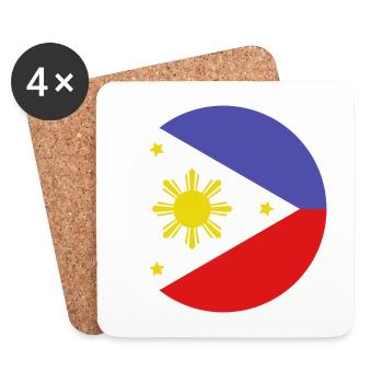 Drapeau rond philippin - Dessous de verre (lot de 4) - blanc - Devant