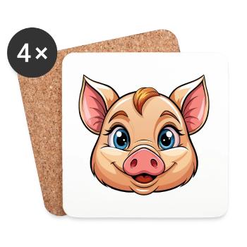 Schweinegesicht - Untersetzer (4er-Set) - Weiß - Vorne