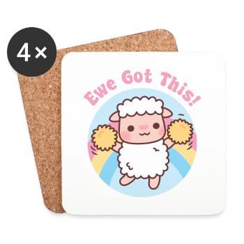 Cute Sheep Ewe Got This Funny Motivational Pun - Coasters (set of 4) - white - Front
