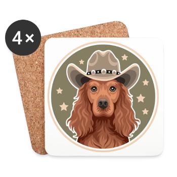 Cocker Spaniel Cowboy - Dessous de verre (lot de 4) - blanc - Devant