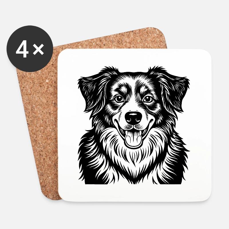 Australian Shepherd - Untersetzer (4er-Set) - Weiß